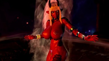 Alluring busty succubus hypnotizes you with her huge tits and ritual dance